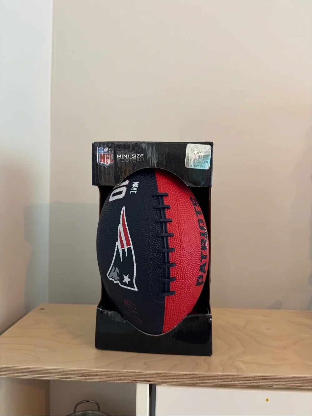 New England Patriots Navy and Red Mini Football - Team Emblem